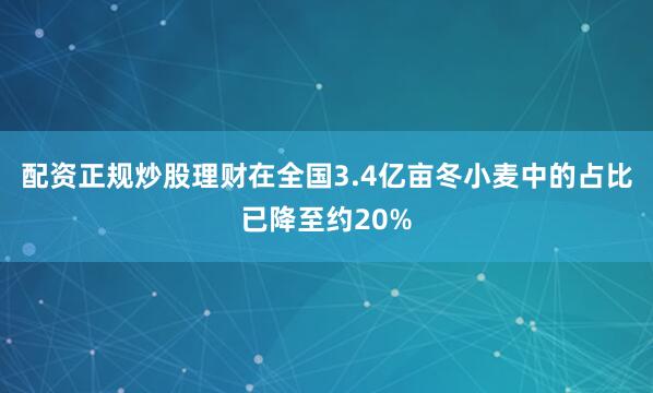 配资正规炒股理财在全国3.4亿亩冬小麦中的占比已降至约20%